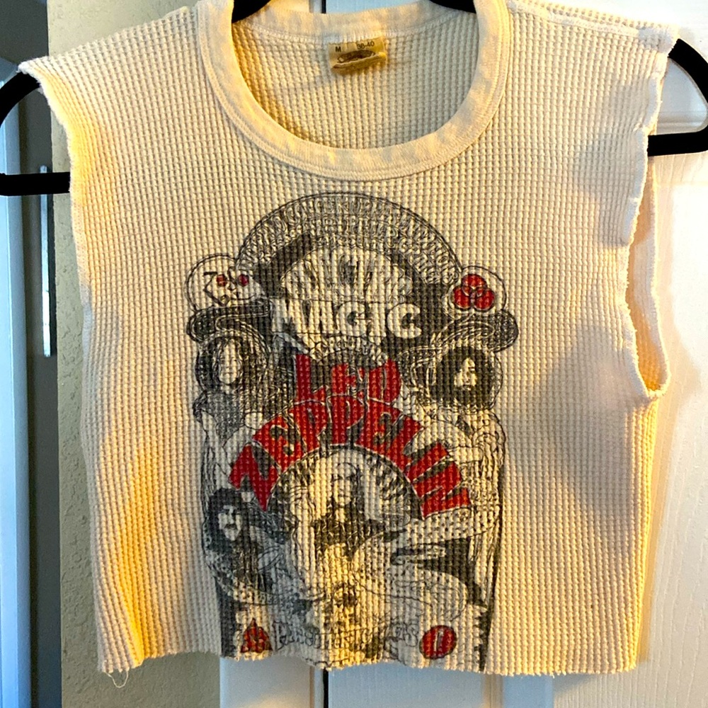 Led Zeppelin Graphic White Crop Top